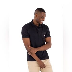 US Polo Assn Men's Luxe Polo Weekend Shirt Black Heather NEW